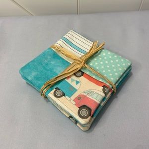 Handmade Fabric Coaster Made with Camper Material Set of 4